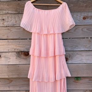 Strapless Tiered Peach Dress